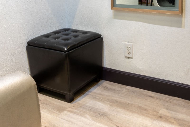 Booth 1 — storage and shelving